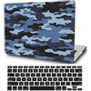 FFBOFFC Cover Rigida Compatibile con MacBook Pro 14 Pollici 2023-2021 Modello M3 A2992 A2918 M2 A2779 M1 A2442 con Touch ID, Plastica Custodia Protettiva Case & Copritastiera, Mimetica Blu