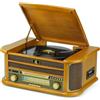 DL Giradischi vinile con altoparlanti e registrazione USB all-in-one, sistema stereo vintage con lettore CD, cassette, radio AM/FM, ingresso ausiliario, centro musicale