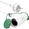 XINWANG Prolunga Esterna 20m Bianca IP44 - Lunga Portata con 2 Prese Schuko, Cavo Rinforzato Antigelo H05VV-F 3x1,5mm² per Grandi Cantieri e Aree Agricole, 250V/16A
