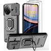 DERHAN Cover per POCO F7 Ultra 5G con Vetro Temperato [2 Pezzi], Custodia Antiurto con Protezione Fotocamera e Supporto - Nero
