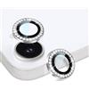 DiyGody 2 pellicole protettive per obiettivo della fotocamera, compatibili con iPhone 17e/16e, con strass glitterati, in vetro temperato trasparente 9H, antigraffio, per iPhone 17e/16e, argento