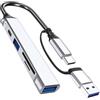 GDFHYJN(グフン) USB C + USB Hub 5 porte USB Splitter Multiport Prolunga Cavo Dati Scheda di Memoria Adattatore PC Tastiera Laptop Mouse