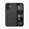 Kepuch Silklike Cover per iPhone 16 - Custodia Case Piastra Metallica Incorporata per iPhone 16 - Nero