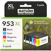 Matsuro 953XL Cartucce d'inchiostro Multipack (1 Nero, 1 Ciano, 1 Magenta, 1 Giallo) | Compatibile con stampanti HP OfficeJet & OfficeJet Pro