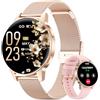 SLOKSFil Smartwatch Donna, 1.27"Touchscreen Completo Orologio Donna Rotondo con Chiamate Bluetooth, 24H Frequenza Cardiaca Monitor Sonno, 100+ Modalità Sportive Compatibile con Android iOS (Oro rosa)