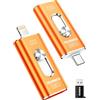 TEARMOS Chiavetta fotografica da 512 GB per iPhone Flash Drive, memoria per telefono per foto e video, compatibile con iPhone, iPad, Android, PC, Plug & Play, nessuna app richiesta (arancione cosmico)