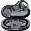 Conyat Auricolari Open Ear, Sport Cuffie Bluetooth 5.4 con Ganci Rotanti, IPX7 Impermeabile per Ciclismo Corsa Fitness, 58 Ore Stereo HiFi Cuffie Auricolari Apertes portivi, Chiamate Chiare ENC, Nero