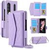 Asuwish Custodia per Samsung Galaxy Z Fold 4 5G 2022 Custodia a portafoglio con blocco RFID Porta carte di credito Slot Tracolla Tracolla Stand ZFold4 Z4 Fold4 4Z ZFold45G Donne Uomini Ragazze Viola