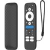 Hesupy Custodia protettiva in silicone per Onn Google TV Box 4K Pro 2025, antiscivolo, morbida, custodia per telecomando TV, antiurto, antipolvere, con cordino (nero)