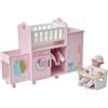 Olivia's Little World Amanda 6 in 1 - Stazione per nursery delle bambole in legno con culla a dondolo, seggiolone, contenitore, lavatrice e lavandino - per bambini dai 3 anni in su, casa del gioco di