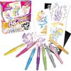 Lansay - Blopens Laboratorio Fatato - Kit Colorare a Soffio - da 5 Anni | Set da Disegno - 8 Pennarelli, 6 Mascherine con Fate, Unicorni e Sirene - Sviluppa la Motricità Fine - Resa Aerografo Facile
