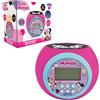 Lexibook, Disney Minnie, Sveglia-proiettore con Allarme e Funzione Snooze, Luce Notturna con Timer, Schermo LCD, a Batteria, Rosa, RL977MNLXB
