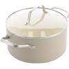 GreenChef Nordics Casseruola con Coperchio in Vetro e Rivestimento Ceramico Antiaderente, 20 cm/3,1 L, Compatibile con Induzione, Manico Legno, Senza PFAS, Adatta Forno 220 °C, Lavastoviglie, Crema