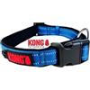 KONG Collare per cani in nylon, regolabile, morbido collare per cani imbottito con fibbia di chiusura, collare riflettente con anello grande, blu, taglia S