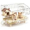 Ysislybin Gabbia per Criceti, 43 x 30 x 34 cm Villa in Acrilico per Criceti a Due Piani con Area di Riposo Ruota per Esercizi Tunnel Bagno Esterno Bollitore e Ciotola per il Cibo per Piccoli Animali
