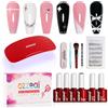 Ozzeal Kit Smalto Gel con Lampada UV, Set Manicure Senza HEMA con Nero, Bianco, Rosa Gelatinoso e Glitter Argento, Base & Top Coat e Cristalli, Mini Salon Gel per Tutto l'Anno, Starter Kit Nail Art