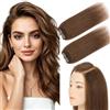 Elailite Extension Capelli Veri Clip 100% Human Hair Naturali 2 Ciocche Singole Silk Lace Radici dal Volume 15cm 16g #4 Marrone Cioccolato