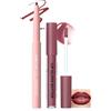 Prreal 2 pezzi Lip Liner and Burro, Lip Gloss Set Matte Lip Liner with Idratante Lip Gloss Oil, Plumping Long Lasting Waterproof Smooth Silky Lip Kit,02