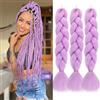 JIAMEISI Jumbo, extension per capelli intrecciati (viola chiaro, 61 cm/24 pollici (confezione da 3)