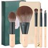 DUcare Set di pennelli da trucco da viaggio con borsa, 5 mini pennelli cosmetici portatili per polvere, fard, fondotinta, ombretto, copertura Kabuki conica, spazzola minerale per lucidatura bronzer