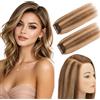 Elailite Extension Capelli Veri Clip 100% Human Hair 2 Ciocche Singole Radici dal Volume 15cm 16g #4/27 Marrone Cioccolato/Biondo Scuro