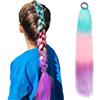 REEKNOKOL Extension Capelli Arcobaleno per Treccine, 66 cm, Extension Sintetiche Colorate Coda di Cavallo per Ragazze e Donne (Ciano/Rosa/Viola)