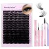 WENDY LASHES Kit Extension Ciglia Naturali Effetto 3D Wispy Ciglia Finte Ciuffetti 60D-Mix10-18mm Cluster Lashes Kit with Lash Extension Colla E Pinzette(FK/KIT-60d-3D-1018)