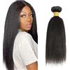 Zeslaerr #1B Parrucca di capelli veri di colore nero naturale Yaki Wave Bundles Extension di capelli umani Unprocessed brasiliani vergini fasci di capelli umani morbidi e setosi per donne 22 pollici