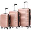 Boleedy Set di 3 Valigie da Viaggio(55/66/77cm) e Valigia Grande Rigide Leggero in ABS Trolley con Ruote a 360°,Bagaglio a Mano per Viaggio e Business