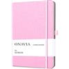ONAVIA Cuaderno Rayado A5 Cuaderno de Viaje de Tapa Dura, Classic Libreta, Diario Premium Lineas de notas con Bucle de Lápiz, 160 páginas (Rosa)