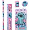 KIDS EUROSWAN SL Lilo & Stitch - Set di cancelleria per bambini, 5 pezzi, con matita, blocco note, righello, gomma e temperino