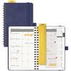 POPRUN Agenda 2026 2027 Mensile Piccola 10 x 15,6cm, Spirale Agenda Scuola | 18 Mesi da Lug.2026 a Dic.2027, Copertina Morbida in Pelle Vegana, Righello Segnalibro, Carta Spessa da 100 GSM(Blu Marino)