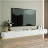 Ahtadums Legno massello Mobile TV Sospeso, Console TV Galleggiante Multimediale Moderno, Con cassetti e ante, Nessun assemblaggio richiesto Mobili Soggiorno (Bianco B, 140cm)