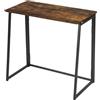 Xisilla Scrivania pieghevole, 80 x 40 cm, effetto legno bruciato, facile da montare, piccola scrivania con telaio nero, perfetta per arredamento in stile industriale