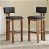 chairus Set di 2 Sgabelli da Cucina in Tessuto Sgabello da Bar con Gambe in Legno Sedie Alte Senza Braccioli Sgabelli Rustiche per Sala da Pranzo/Ristorante/Bar, Grigio