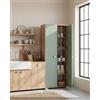 DOOMOSTORE LOVING YOUR HOME Armadio multiuso Clara 2 ante - Mobile contenitore dispensa salvaspazio - Ante in color salvia e struttura in virginia - 5 ripiani interni - 75x180x35 cm_