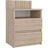 KOBI Comodino camera da letto, soggiorno | Comodino moderno in stile loft | Mobile in legno con due cassetti (quercia sonoma)