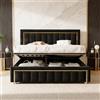 HYNHXBP Letto imbottito 160x200 cm, letto matrimoniale con contenitore, testiera in velluto nero con finiture dorate, letto matrimoniale, ideale per adulti e ragazzi, materasso non incluso