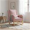 QLTXYHML Poltrona a dondolo, in tessuto Teddy, sedia a dondolo allattamento ergonomica con schienale alto imbottito, poltrona relax con base in legno e struttura in metallo,rosa