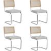 HJhomeheart Set di 4 Sedie da Pranzo Scandinave Con Gambe Cromate - A Sbalzo, da Ufficio, Moderne (Bianco)