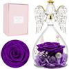 Miofula Rosa Stabilizzata Regalo Donna,Rosa Eterna Angeli Figurine Regalo Mamma Nonna,Rose Stabilizzate Regalo Donna Compleanno Anniversario,Fiori Stabilizzati Angelo Regali Natale Festa della Mamma
