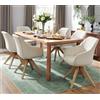 Zouron sedie da pranzo,sedie da ufficio per la casa, poltrone da salotto（Rotazione a 360°）,Ergonomia,Off-White（Cotone lino + Legno）,Sei sedie