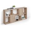 Mobili Fiver, Libreria bassa XS Iacopo con ante (160,8 x 80 cm), Quercia, Libreria da Muro o Divisoria per Soggiorno, Ufficio, Made in Italy
