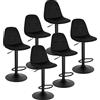 Lestarain Set di 6 Sgabelli da Bare Cucina, Sgabelli Alti con Schienale in Velluto, Sedie da Bar con Poggiapiedi, Sedile Altezza Regolabile 60-81 cm, Girevole a 360°,in Metallo, Nero, LBAI64003-6