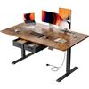 SOLAVERO Scrivania Regolabile in Altezza, 140 x 80 cm Scrivania Motorizzata con Presa, Porta USB-C, 2 Cassetti Rimovibili, Controlli Memoria e Sistema Anti-Collisio, Standing Desk Marrone