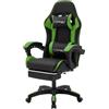 ML DESIGN modern living ML-Design Sedia da Gaming Ergonomica in Similpelle Verde, Poggiapiedi, Braccioli, Poggiatesta, Cuscino Lombare, Stile Racing, Poltrona da Gioco Girevole e Regolabile, Ideale per Scrivania o Ufficio