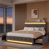 HYNHXBP - Letto matrimoniale imbottito (140 x 190 cm, 2 persone con luci LED e porta USB, letto imbottito con rete a doghe e testiera, per adulti e adolescenti, velluto (140 x 190 cm)