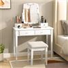 RELAX4LIFE Toeletta Trucco con Luci, Postazione Trucco con Specchio Girevole a 360° e 4 Cassetti, Tavolo da Trucco Moderno per Camera da Letto (Bianco, 90 x 40 x 129 cm)
