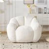 Fiximaster Pouf per adulti con imbottitura, pouf a forma di petalo, grande bean bag in finta pelliccia, comoda poltrona lounge, schiuma ad alta densità, camera da letto, soggiorno (Crema)