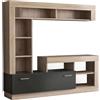 milani home - parete attrezzata porta tv soggiorno moderna di design 170x42x170 h